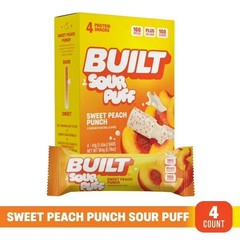 BUILT Sour Puff Protein Bar, Sweet Peach Punch, 16g Protein, Collagen, 150 Calor