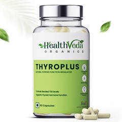 Health Veda Organics Thyroplus Supplements for Thyroid Support, 60 Veg Capsules