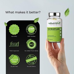 Health Veda Organics Thyroplus Supplements packed with Natu 60 Capsuels LONG EXP