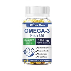 3x Strength EPA & DHA Omega 3 Fish Oil 3600mg, Highest Potency, 120 Softgels
