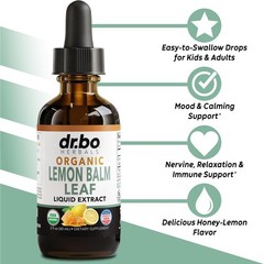 Organic Lemon Balm Liquid Extract Supplement for Mood Relaxation Calm Relief