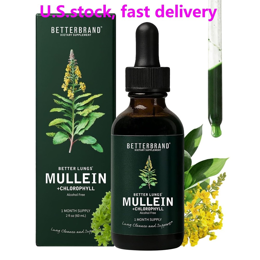 Mullein Leaf Tincture with Chlorophyll 60ml Betterbrand Drops Lung Detox Helps