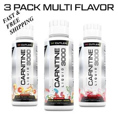 2 SETS—NEW LUXRY Cutler Nutrition Carnitine Liquid 3000, 3 Pack Multi Flavor