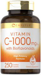 Vitamin C 1000mg with Bioflavonoids | 250 Caplets | with Rose Hips | by Carlyle