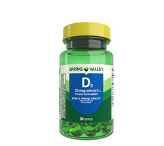 4 PACK Spring Valley Vitamin D3 400 IU (10 mcg) Softgels, Bone & Immune Support