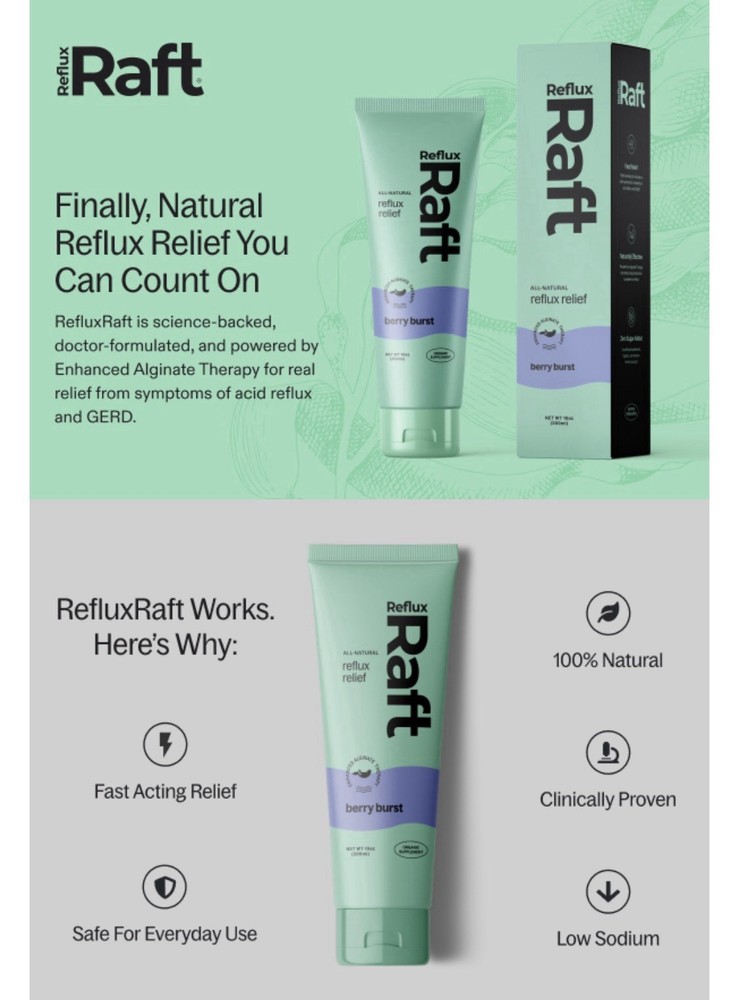 RefluxRaft All Natural Alginate Complex Digestive Support Liquid 5mL Berry