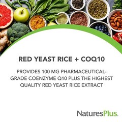 NaturesPlus Herbal Actives Red Yeast Rice 600mg & CoQ10 100mg, Extended Relea…
