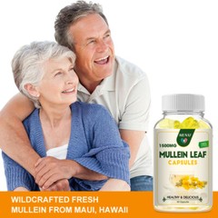 Mullein Leaf Capsules For Lung Cleansing & Detox Herbal 1500mg 60/120/240Caps