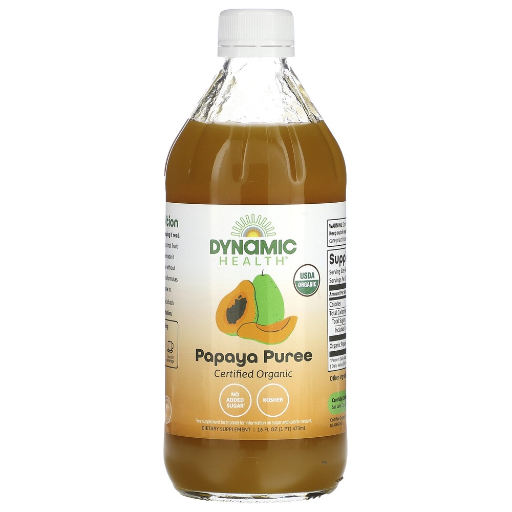 Dynamic Health Laboratories Organic Papaya Puree 16 fl oz 473 ml Gluten-Free,
