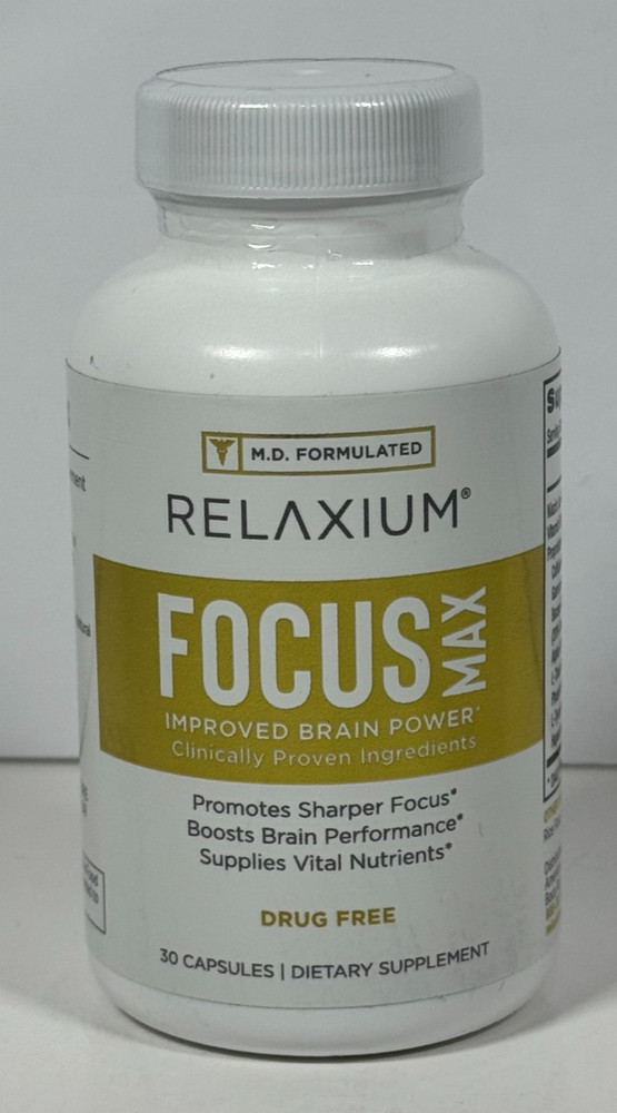 Relaxium Focus Max Mental Aid Dietary Supplement 30 Capsules Exp 03/2027 SEALED
