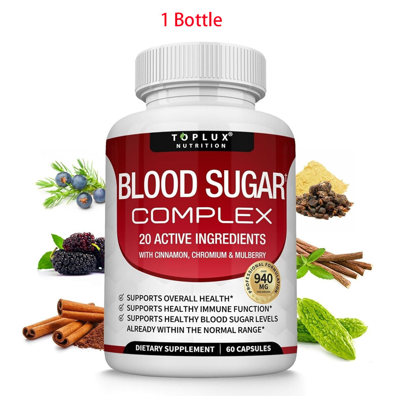 Toplux Blood Sugar Complex Cinnamon Chromium Bitter Melon 20 Active Ingredients