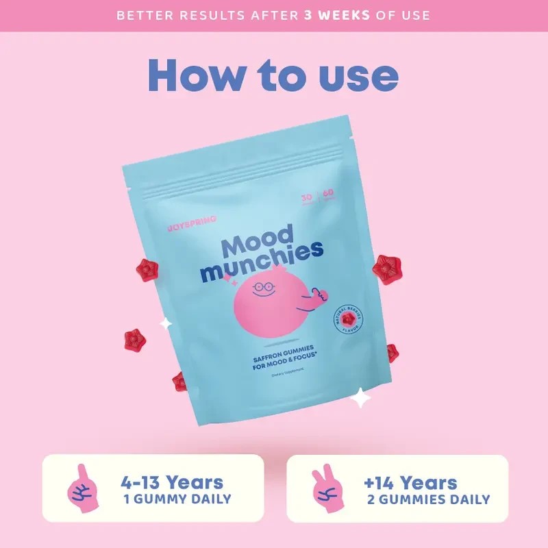 JoySpring Mood Munchies – Saffron Gummies for Mood & Focus