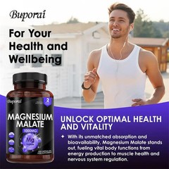 Magnesium Malate 240pcs,Improve Mood Nervous, Muscles Recovery, Heart Health