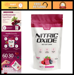 Nitric Oxide Beet Root Chews – 60 Soft Chews, 1,250mg Beet Extract, CoQ10, Acai,