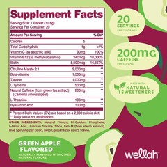 Wellah Get-Going Green Apple Flavored Pre-Workout Stickpacks (20 servings)