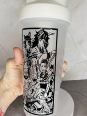 Anime Theme Plastic Shake Bottle Screw-on Lid Clear White Reusable Design