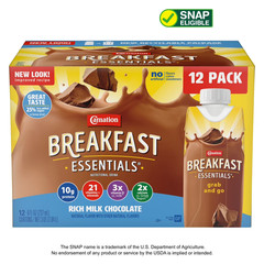 Carnation Breakfast Essentials Chocolate Shake 8 fl oz Bottles 12 Pack