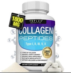 Toplux Collagen Peptides 1800mg | 5-Type Complex for Skin, Hair & Joint Relief