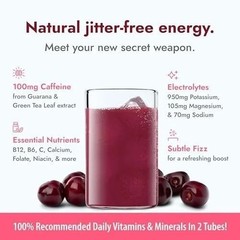 Zipfizz Daily Energy Drink Powder, Black Cherry, 20 Pack 3-in-1 Sustained Energ