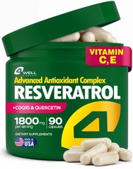 Resveratrol Supplement 1800mg Complex – COQ10, 90 Count (Pack of 1)