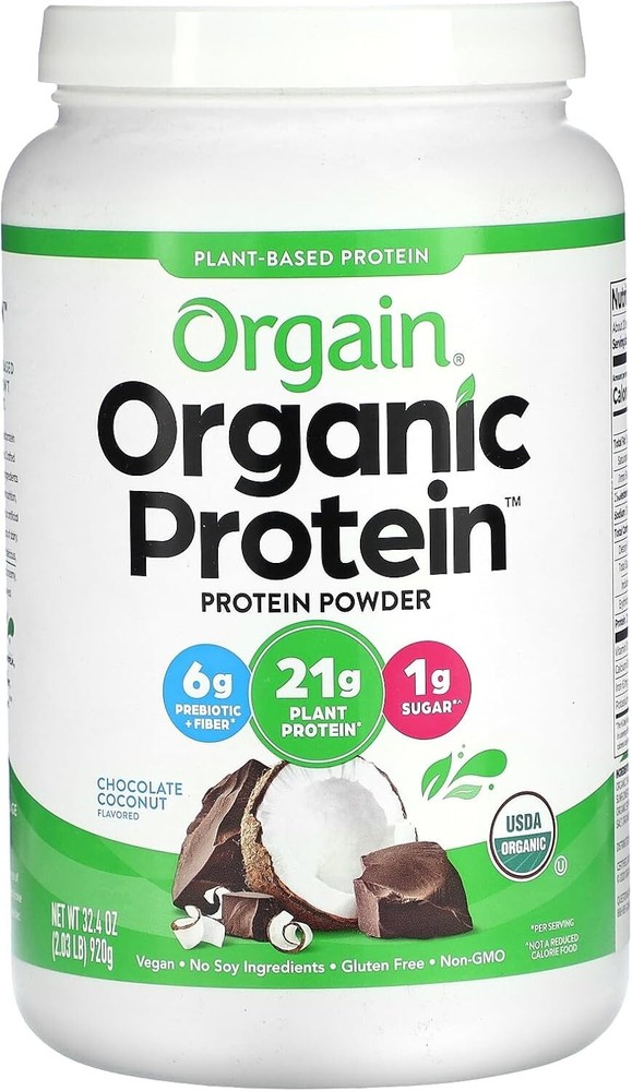 Orgain – Organic Protein Powder, Plant Based, Chocolate Coconut, 2.03 LB (920 g)