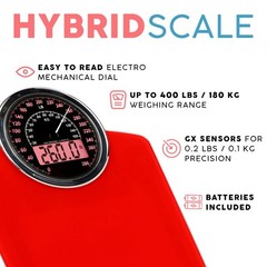 Adamson 2-in-1 Hybrid Digital Analog Bathroom Scale 400 lb Tempered Glass