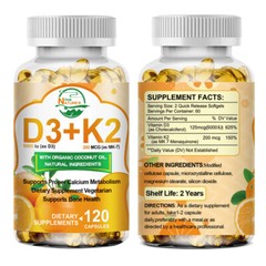 4/2Bottles Vitamin D3 K2 Softgels Capsules – Extra Strength D3 K2 Supplements