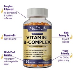 120pcs Vitamin B Complex Capsule B1 B2 B3 B5 B6 B7 B12 Folic Acid Biotin Energy