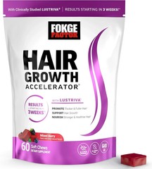 Hair Growth Soft Chews Thicker Stronger Hair 60 Mixed Berry Reduce Wrinkles++++-
