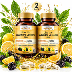2 Pack Liposomal Glutathione 3000mg + Vitamin C Antioxidant Skin 180 Caps