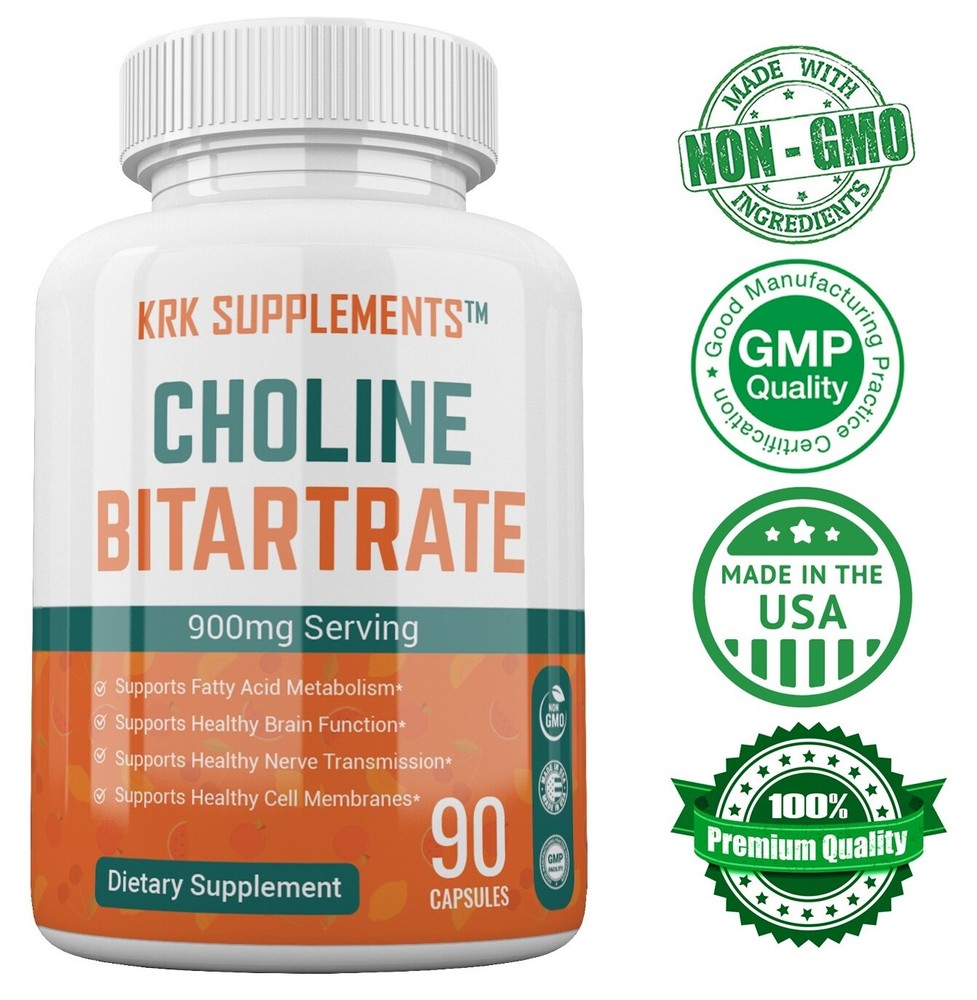 1 pk Choline Bitartrate 900mg Brain Memory Booster Phosphatidylcholine Nootropic