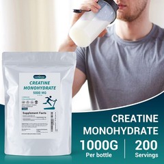 Micronized Creatine Monohydrate 1000g 200 Servings USA Made for Gym Performance