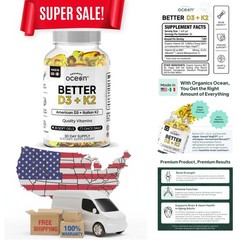 Organics Ocean Better D3 + K2-100% Organic VIT D3 and K2 Supplements with Max…