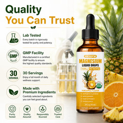2 Pack Magnesium Liquid Drops 1500mg Pineapple Flavor 60ml Vegan Gluten Free