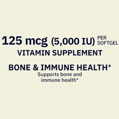 Spring Valley Vitamin D3 5000 IU (125 mcg) 250 Softgels Gluten Free Immune