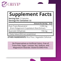 Trans-Resveratrol 1500mg -Quercetin -Anti-Aging, Anti-inflammatory, Antioxidant