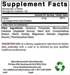 Copper Chelate 6 mg – 360 Tablets, Pack of 2 – Supports Immune Health & Energy