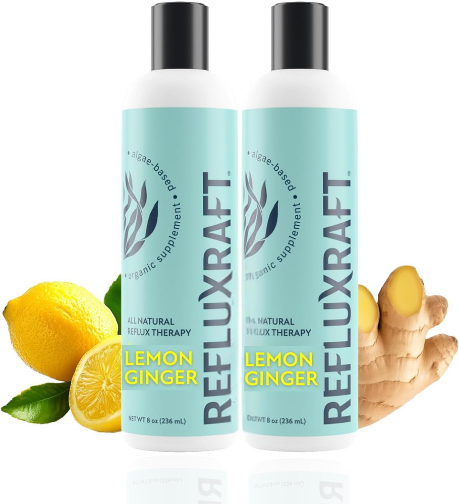 Organic Acid Reflux Therapy – Lemon Ginger Gel, 2 Pack, 47 Servings, Zero Sugar