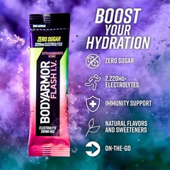 Electrolyte Drink Mix Packets – Strawberry Kiwi, Zero Sugar, Coconut Water, 15 C