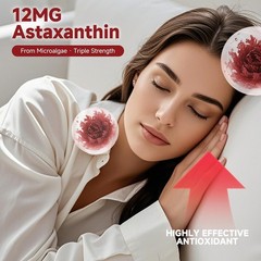 Astaxanthin 12mg 120 Softgels, 4 Month Supply,Triple Strength,Non-GMO,Eye Health