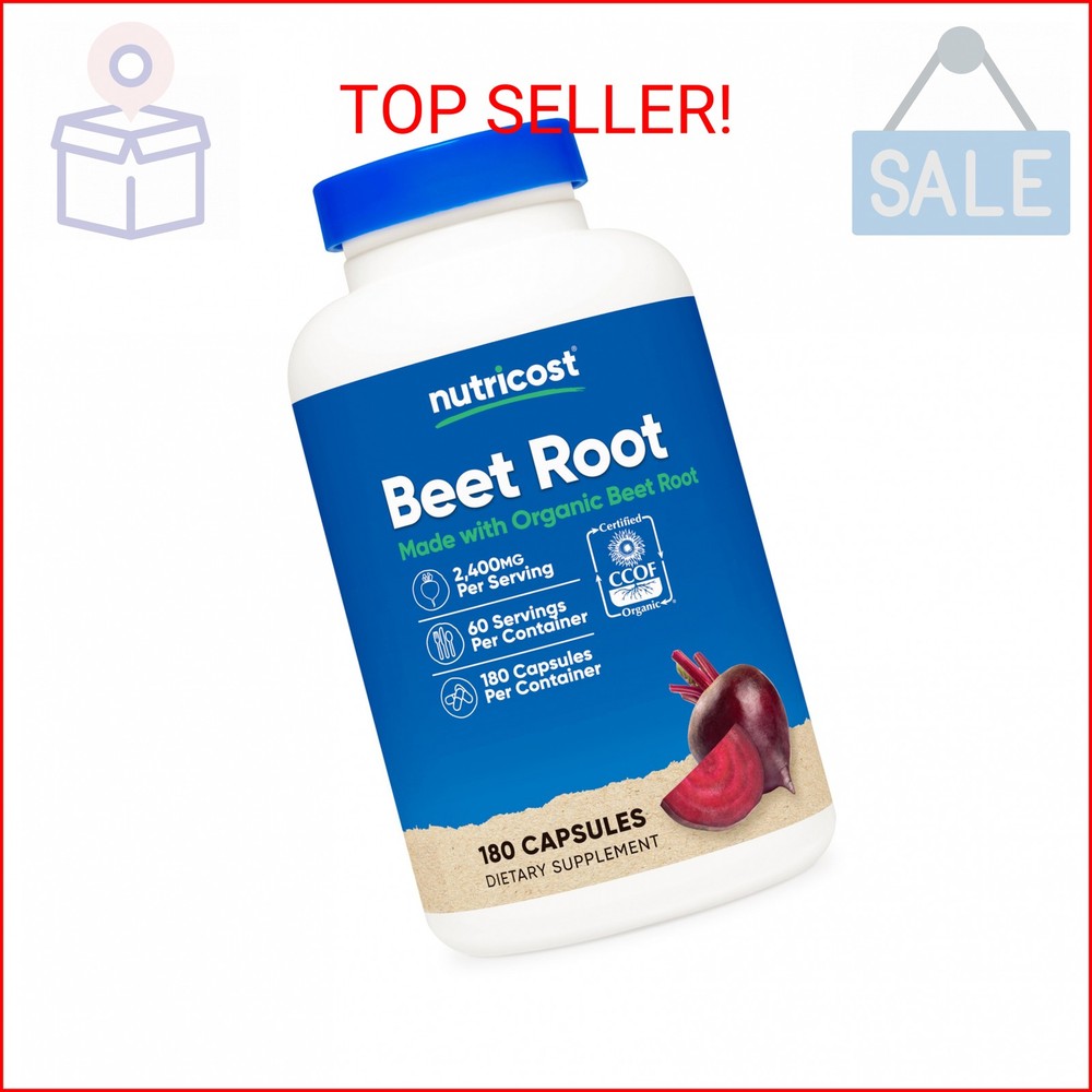 Nutricost Beet Root 2400mg, 180 Capsules – CCOF Certified Made with Organic Beet
