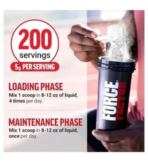 Force Factor Creatine Monohydrate Powder Micronized Unflavored 1kg 200 Serv 5g