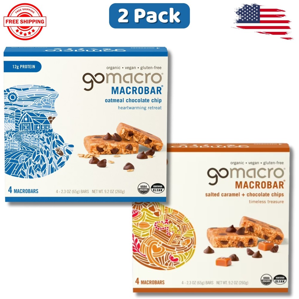 8 Count GoMacro-Bar-Organic-Vegan Protein-Bars, Verity pack Chip 2.3oz