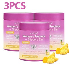 Feminine 3PCS Vaginal Probiotic Gummies Slippery Elm pH Balance 60 Count