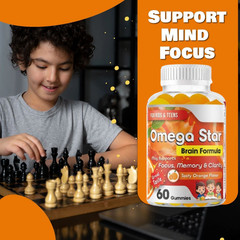 Kids Brain Focus Support ,Attention, Focus Brain Health Omega 3 Fish Oil Memmory