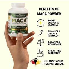Certified USDA Organic Maca Root Capsules, 1,600mg, 120 count – Two Month Supply