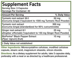 Bronson Turmeric + Ginger 1950 MG, NON-GMO 120 Vegetarian Capsules