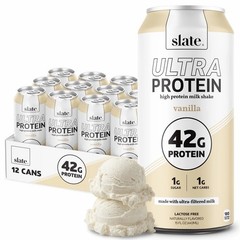 Slate Milk Ultra Protein Shake Vanilla 42g 15oz 12 Pack Low Sugar
