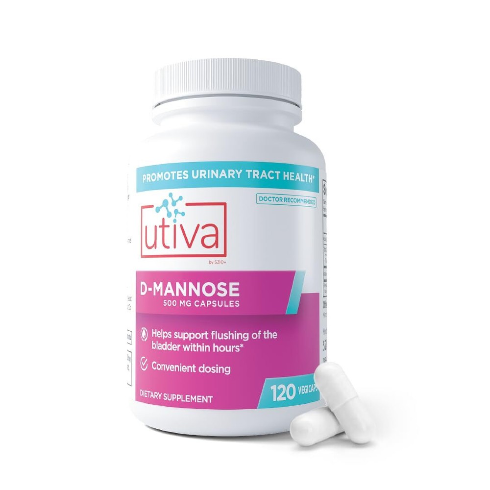Utiva D Mannose 120 Count Bladder and Urinary Tract Supplement Easy to Swallow