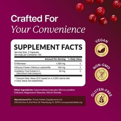D-Mannose & Cranberry Capsules | Urinary Tract Support | 1300mg, 240 Ct, Non-GMO